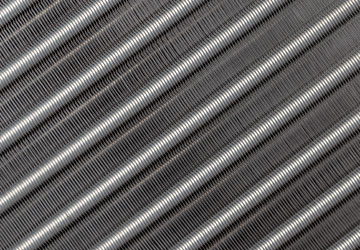 Closeup of a central air conditioner's evaporator coil